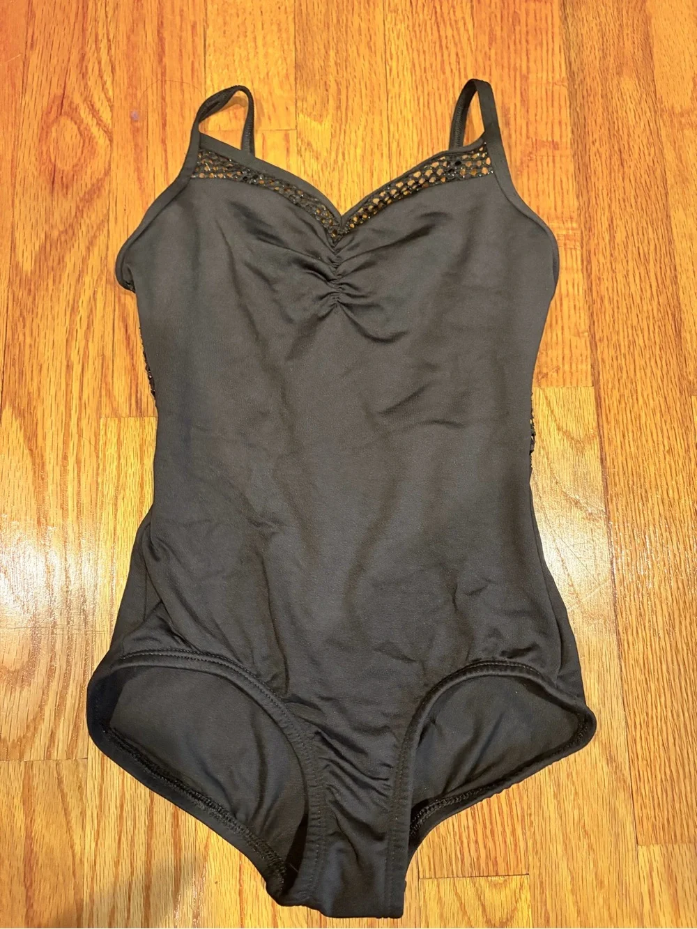 Black Girls' Sleeveless One-Piece Bodysuit with Lace Trim